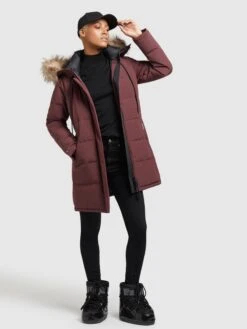 Khujo Wintermantels Wintermantel Cloren Dames Donkerrood -Khujo Verkoopwinkel 1be537bb118135228b666b0aa23f4c39