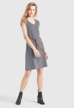 Khujo Leifa - Jurk - Dunkelblau-Weiß Gestreift -Khujo Verkoopwinkel 8d57322fc91245dca265a36fc523bc65