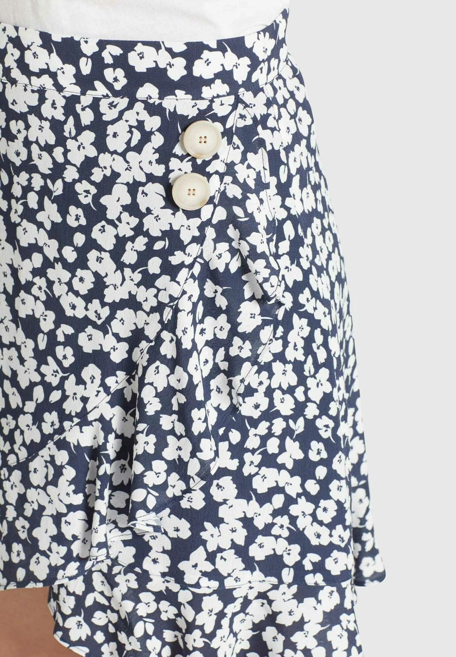 Khujo Undine - A-Lijn Rok - Dunkelblau-Weiß Geblümt 5 Khujo Undine - A-Lijn Rok - Dunkelblau-Weiß Geblümt - Afbeelding 4