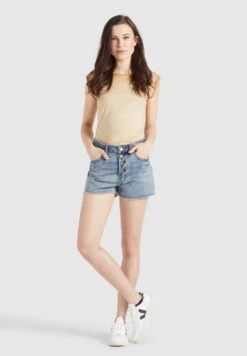 Khujo Denim Shorts Loosefit Jeans Anouk Dames Blauw -Khujo Verkoopwinkel ebca8455a52b035969df915cde0c1da0